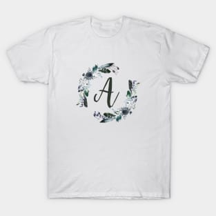 Floral Monogram A Dark Bohemian Flora T-Shirt